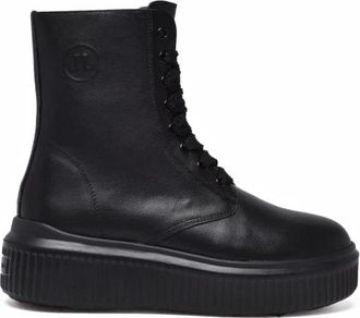Janet & Janet Stivaletto Anfibio - Dames - Veterlaarzen - Zwart - 37 EU - Leer - Schoenen