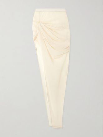 Rick Owens Gonna Maxi Asimmetrica In Jersey Drappeggiato Twist Edfu - Avorio