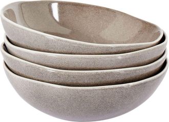 Beliani Beliani - Conjunto De 4 Platos Hondos Cuenco Para Pasta De Gres Caol&iacute;n Artesanal Acabado Esmalte Reactivo Gris Costmary