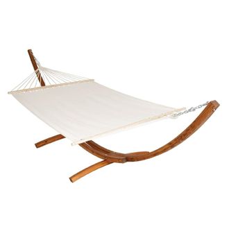 TecTake Hamaca doble, estructura madera robusta, blanco 415x150x124cm