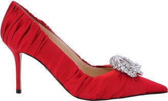 Mach & Mach Ladies Red Galaxy Satin Pumps