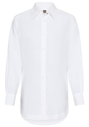 Boss Orange by Hugo Boss Hemdbluse BOSS ORANGE Bostucci Premium Damenmode, Damen, Gr. 34, weiss (wei&szlig; 100), Web, Obermaterial: 100% Baumwolle, unifarben, relaxed fit, Manschet