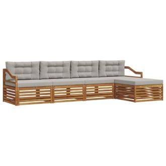 vidaXL Conjunto De Sof&aacute;s De Exterior 5 Pcs Gris Natural Y Claro Vidaxl