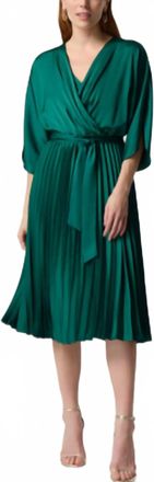 Joseph Ribkoff Knee-Length Wrap Dress In True Emerald