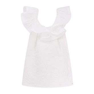 Elisabetta Franchi Short Dresses, female, White, Size: XL White Dresses with Boat Neckline