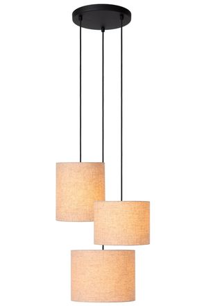 Lucide L&aacute;mpara colgante de algod&oacute;n 3xE27, beige