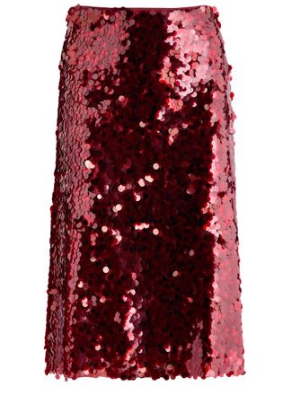 Vince Sequin-embellished Tulle Midi Skirt - Red - 12 (UK16 / XL)