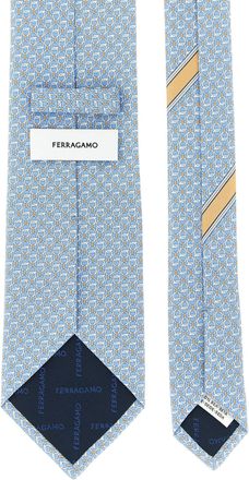 Ferragamo Woven Gancini Silk Necktie - Blue