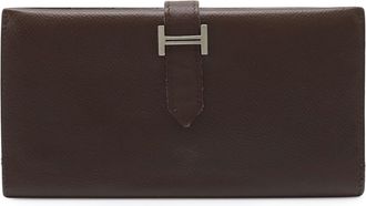 Herm&egrave;s Dark Brown Epsom Leather Long Wallet (Bi-Fold) (Pre-Owned)