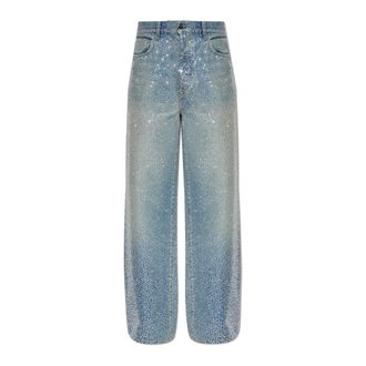 Amiri Straight Jeans, male, Blue, Size: W34 Jeans with shimmering crystals