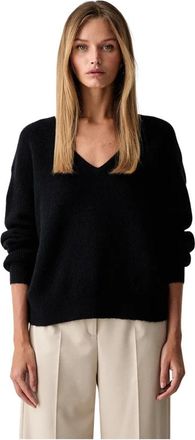 American Vintage Damsville V-neck Trui - Dames - V-hals truien - Zwart - Xs/S - Wol - Truien & Vesten