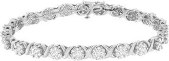 House of Brilliance 14K White Gold 4 7/8 Cttw Round Diamond Cluster Tennis Bracelet at Nordstrom
