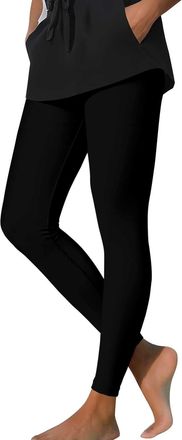 Generic Plus Size Leggings Gym Leggings for Women Elastic Waisted Stretch Skinny Yoga Pants with Pockets Soft Comfy Tummy Control Slim Trousers Ladies Workout