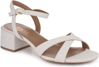 Jones Bootmaker Womens Hyacinth Wide-Fit Heeled Leather Sandals - Cream - Size UK 5