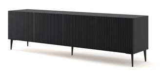 AKL FURNITURE Mueble para TV efecto madera Negro LED