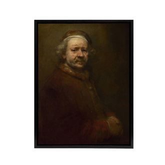 Artery8 Self Portrait at the Age of 63 Rembrandt Framed Canvas Wall Art Print in Brown | Size: W24 x H32