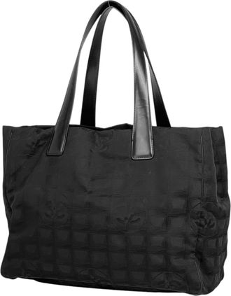 Chanel Black Leather Shoulder Bag Tote Bag (Pre-Owned)
