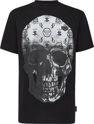 Philipp Plein T-Shirt Ronde Hals SS Print Skull - Heren - T-shirts - Zwart - 3XL - Katoen - Tops