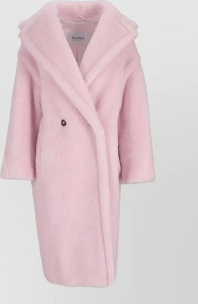 Max Mara double breasted long coat textured knit