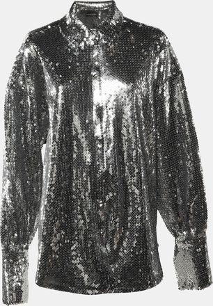 DAVID KOMA Silver Sequinned Oversized Shirt