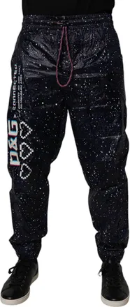 Dolce & Gabbana Dark Blue DG Game Print Cotton Jogger Mens Pants (Pre-Owned)