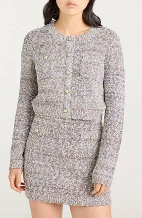 Cinq &agrave; Sept Kori Crop Cardigan in Mocha/Iris Marl at Nordstrom Rack, Size Small