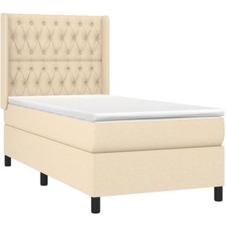 vidaXL Cama Box Spring Con Colch&oacute;n Tela Color Crema 90x200 Cm Vidaxl