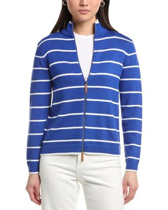 Lafayette 148 New York Stripe Fitted Bomber