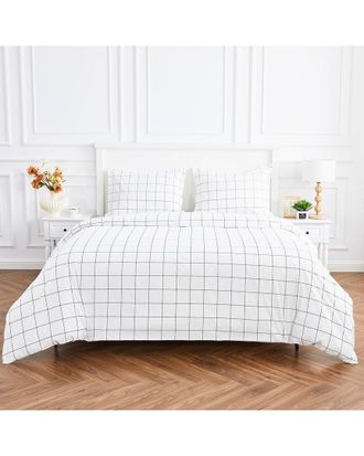 Melange Home M&eacute;lange Home Grid Percale Cotton Duvet Set