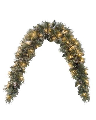National Tree Company 6ft Glittery Bristle Pine Mantel Swag with Clear Lights
