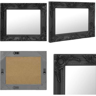 vidaXL Specchio da Parete Stile Barocco 50x40 cm Nero - Specchio barocco - Specchio in legno