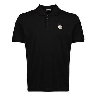 Moncler Black Cotton Polo Shirt - male - Moncler - Polo Shirts - Black - S - Tops