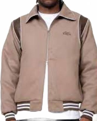 EPTM. 23 Two-Way Zipper Varsity Jacket In Mocha