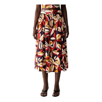 Benetton Midi Rok - Dames - Midirokken - Veelkleurig - L - Katoen - Rokken