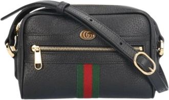 Gucci Pre-owned Cross Body Bags, female, Black, Size: ONE SIZE Pre-owned Leather Cross Body Bag