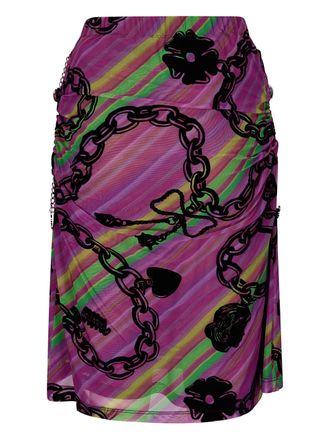 Chopova Lowena chain-print mesh skirt - women - Recycled Nylon/Spandex/Elastane - M - Purple