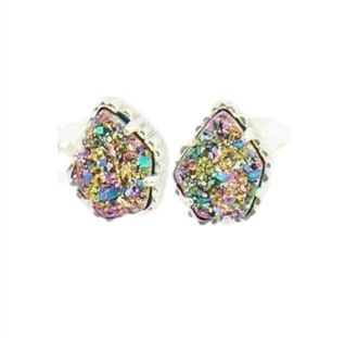 Kendra Scott Womens Tessa Stud Earrings In Rhodium/multi Drusy