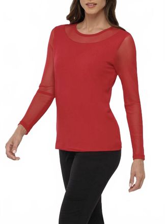Anatomie Kim Mesh-Sleeve Top In Atomic Red