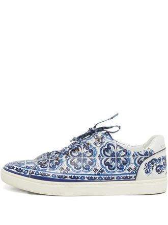 Dolce & Gabbana Leren sneakers met blauw patroon