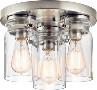 Netlighting Brinley 3 Light Flush Mount Ceiling Light Brushed Nickel E27