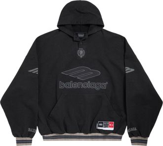 Balenciaga 3B Football Polo Hoodie Black Anthracite 827939TTVQ81066