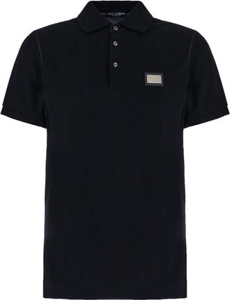 Dolce & Gabbana Plaque Polo Shirt - Heren - Polos - Blauw - XL - Katoen - Tops