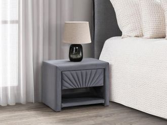 Vente-Unique Comodino 1 cassetto e 1 nicchia Velluto Antracite - ULAMI