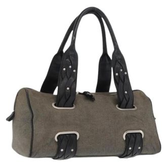 Bottega Veneta Pre-owned Handbags, female, Gray, Size: ONE SIZE Pre-owned Vintage Canvas Handbag