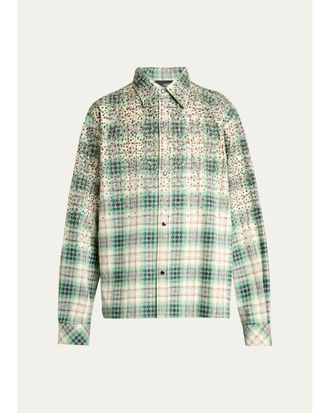 Amiri Mens MA Plaid Crystal Western Overshirt