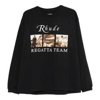 Rhude Long Sleeve Tops, male, Black, Size: L Rhude T-shirts and Polos Black