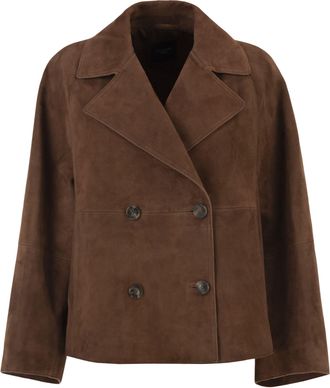 Max Mara Weekend Maxmara Wkdsospiro Double Breasted Suede Jacket