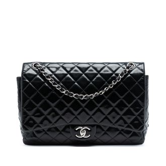 Chanel Black Jumbo Classic Patent Double Flap