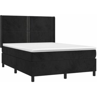 vidaXL Cama Box Spring Con Colch&oacute;n Terciopelo Negro 140x200 Cm Vidaxl