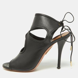 Aquazzura Black Leather Sexy Thing Sandals